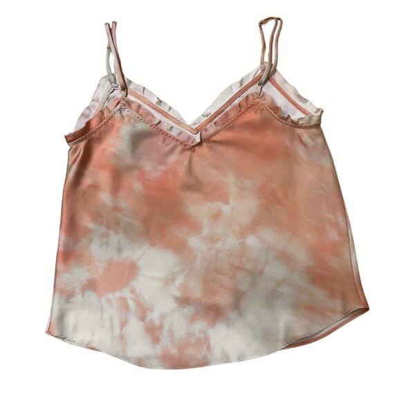 Aritzia Wilfred Satin Watercolor Tie-Dye Ruffle V-Neck Slip Cami Soft Girl, XS - Picture 8 of 8